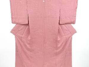 リサイクル　荒波模様織り出し一つ紋色無地着物